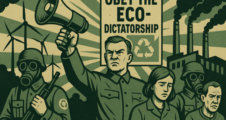 This is how some people imagine the “eco-dictatorship”: a mix of climate Bolshevism and moral penance pose. Photo: ChatGPT